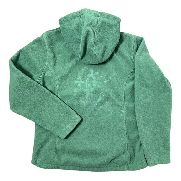 cute and cozy green botanical debossed print hoodie - Picture 1 of 8